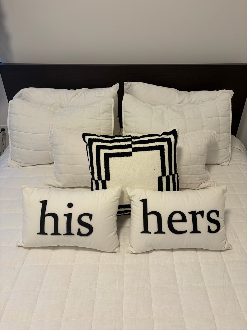 Accent pillow Bundle - His & Hers Decorative Pillow Set - White and Black